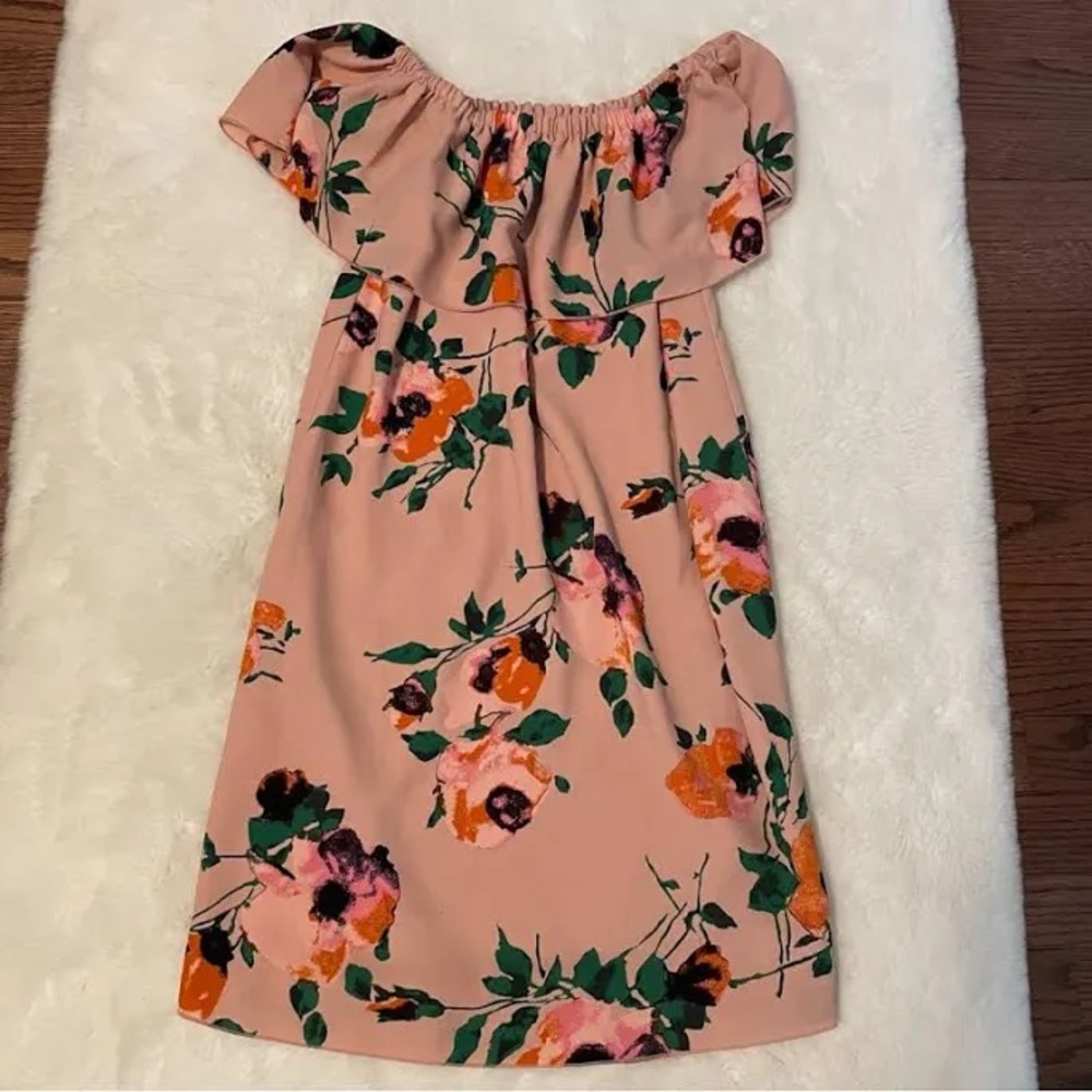 🌸 Wilfred Neuchâte Floral Off-Shoulder Mini Dress in Pink